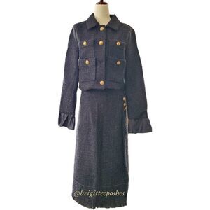 Kal Milan Black and Silver print Jacket and Skirt Set Size 4